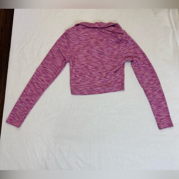 Women's Purple Long Sleeve Crop Top - Picture 3 of 3